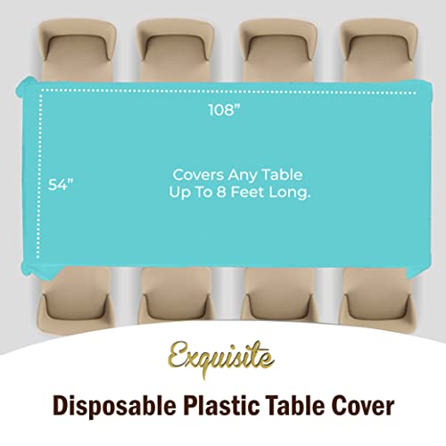 Exquisite 6-Pack Premium Plastic Tablecloth 84in. Round Plastic Table Cover - Orange