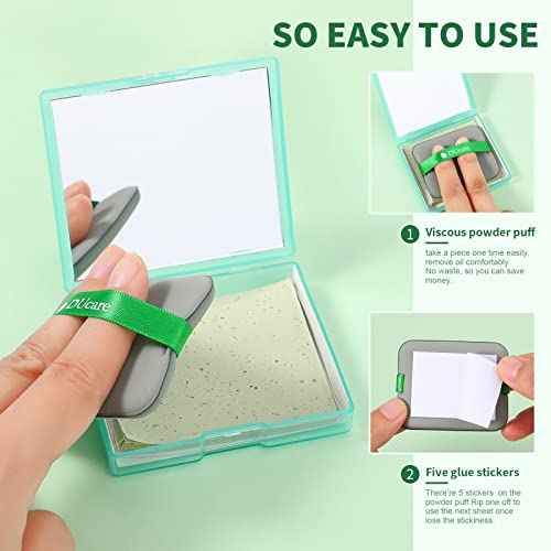 Oil Blotting Sheets for Face, DUcare 100 Counts Green Tea Blotting Paper For Oily Skin with Portable Mirror Case & Makeup Puff, Oil Absorbing Sheets For Face