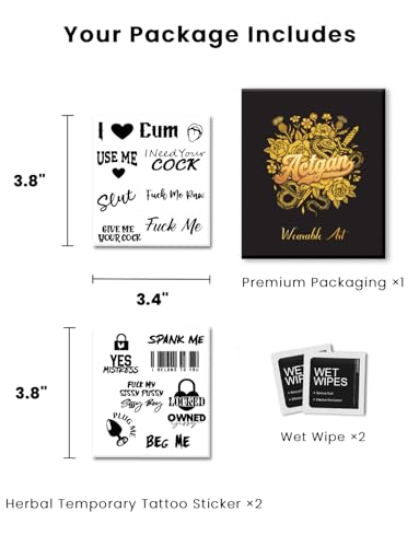 Semi-Permanent Tattoo 2 Sheets Realistic Kinky Adult Waterproof