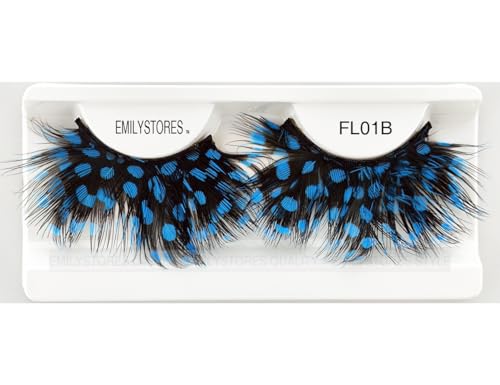 Blue Spots Black Faux-Feather Eyelashes for Beetlejuice Costume