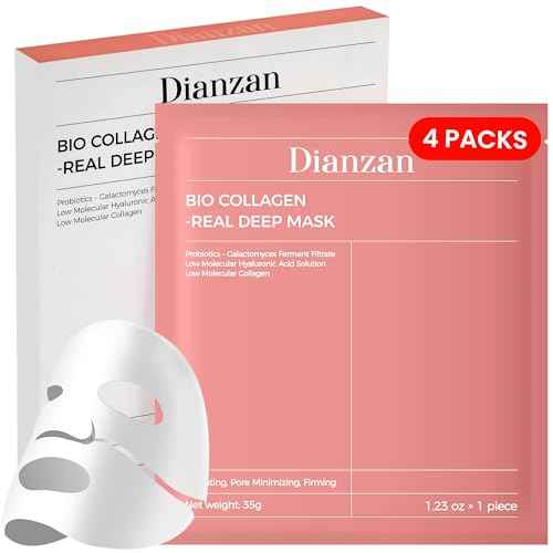 Dianzan Korean Overnight Bio-Collagen Mask, Deep Moisturizing, Firming, Glowing Glass Skin Mask, Brings Glass-Like Glow, Shrinks Pores, Diminishes Fine Lines, Gentle on Sensitive Skin, 35g x 4ea