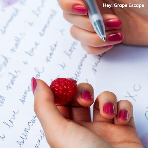 Heyhae Semi Cured Gel Nail Strips | No LED Lamp Needed | Summer, Solid, Red | Easy Apply & Remove, Salon Quality | Includes 28 Strips, 1 Prep Pads, Nail File & Wooden stick - Hey, Grape Escape