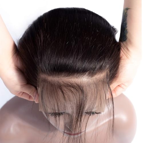 beauty youth 13x6 Lace Frontal with Baby Hair 16inch Transpent HD Transpare Frontal Pre Plucked 12A Lace Closure Free Part Brazilian Virgin Human Hair Lace Frontal with Bangs 180% Density