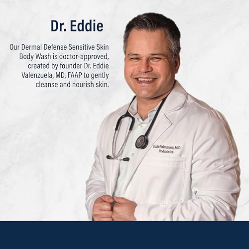 Dr. Eddie's Dermal Defense Sensitive Skin Body Wash - Unscented Body Soap, Hydrating Eczema Bodywash & Shampoo for Women & Men, Gentle Dry Itchy Skin Relief for Adults, Natural Ingredients - 8 fl oz