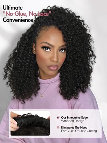 16-Inch Curly Half Wig Water Wave for Black Women - Glueless & Versatile