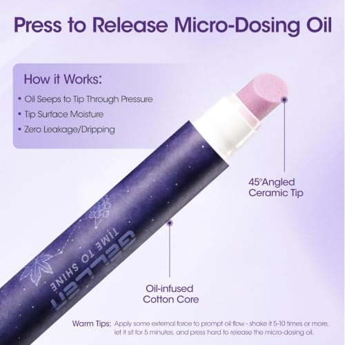 GELLEN 4-in-1 Ceramic Cuticle Pusher Pen with Micro-Dosing Cuticle Oil