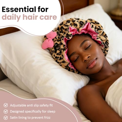 Cute Animal Ears Sleep Bonnet with Satin Lining