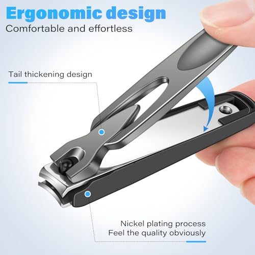 2024 Upgrade Nail Clipper with Catcher - No Splash Nail Clipper Gifts for Men Women, Mess Free Self Collecting for Toenail & Fingernail, Comfort Grip Ultra Sharp Nail Cutter w Catching Storage