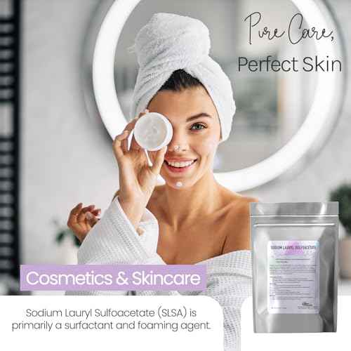 SLSA Sodium Lauryl Sulfoacetate Powder Cosmetic Grade 8 oz / 226 g - Organic Gentle Foaming Surfactant for Shampoos, Body Washes, and Bath Bomb DIY Personal Care Supplies by Talsen Chemicals