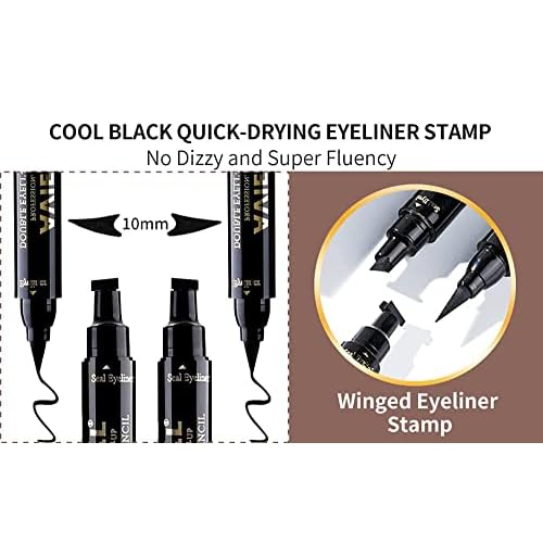 Winged Eyeliner Stamp-2 Pens, Smudge Proof Waterproof Long Lasting quick flick wingliner, Vamp Style Wing Eye Liner Pen Black (Left and Right)