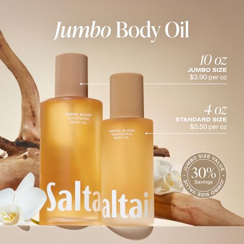 Saltair Body Oil. Jumbo Size Santal Bloom After Shower and Bath Oil for Women and Men. Botanical, Non-Greasy, and Well-Absorbing Moisturizer for Hydrating Dry Skin ? 10oz Bottle