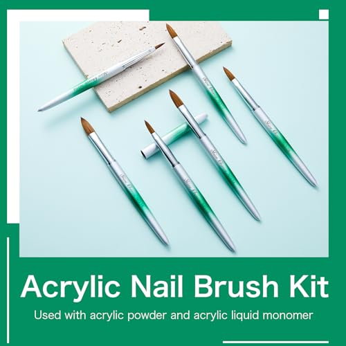 6-Piece Kolinsky Nail Art Brush Set for Acrylic & Polish