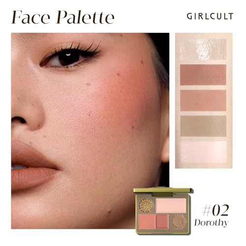 GIRLCULT 5-in-1 Face Makeup Palette for Fair Skin – Blush, Contour & Highlighter