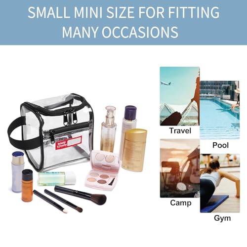Rough Enough Clear TSA Approved Toiletry Bag Quart Size Travel Makeup Case with Zipper Compartment Small Mini Cosmetic Pouch Carry on for Women