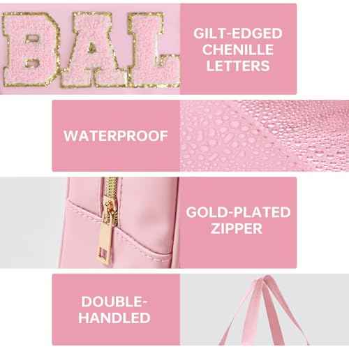 Ballet Bag Preppy Stuff Ballet Gifts Chenille Letter Bags Makeup Cosmetic Bags ballet bags for girls 4-6 Waterproof Organizer Storage Case Gifts for Team Girls Women (STB-FS-BALLET, STB-FS-BALLET)