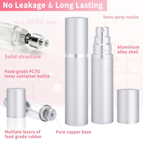 10ml Travel Perfume Atomizer - Refillable Spray Bottle (Silver)