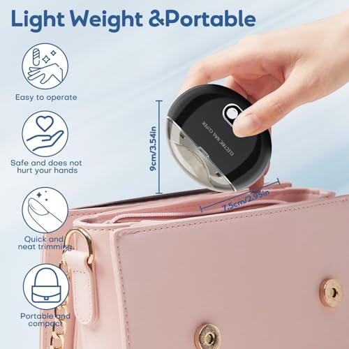 Automatic Electric Nail Clipper with LCD Display - 3-Speed USB Rechargeable Safety Nail Clippers for Kids & Babies (Black)