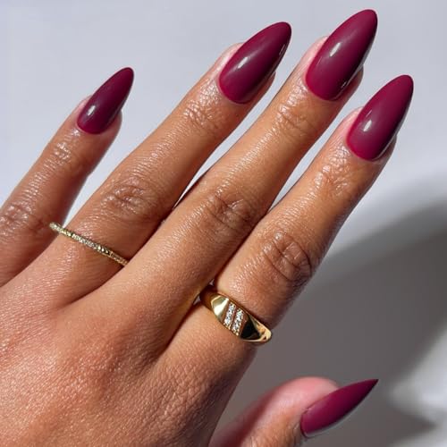 Glamnetic Press On Nails Medium Almond Dark Maroon 30-Piece