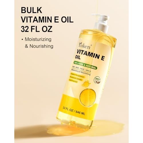 Vitamin E Oil 32 Fl Oz Vitamin E oil for Skin Bulk Vitamine oils for Face Perfect DIY Bath and Body Oil Cold Pressed Hexane Free Non-GMO Gluten Free Formula