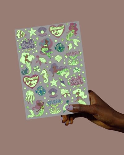 xo, Fetti Mermaid Glow in Dark Temporary Tattoos - 48 PC