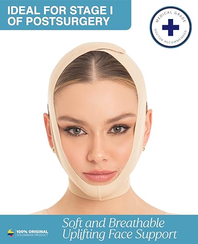 M&D Post-Surgery Chin Compression Strap | Face Slimming Support Beige M