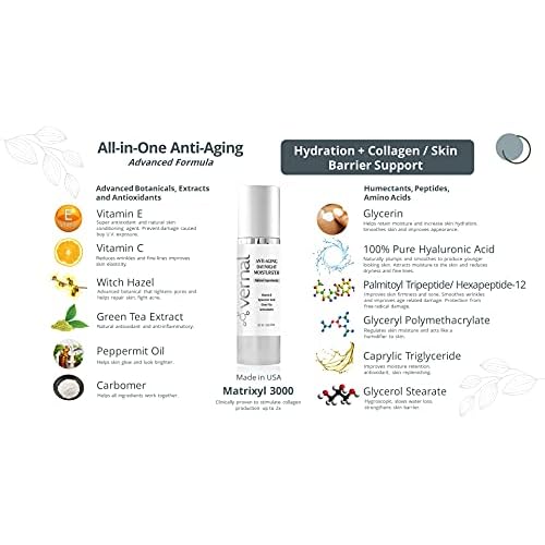 Vernal All-in-One Anti Aging Moisturizer ? Infused Wrinkle Smoothing Cream | Get Smoother, Firmer Luminous Looking Skin Without Injections or Fillers | Best Anti Wrinkle Cream That Really Works