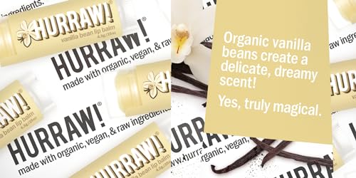 Hurraw! Vanilla Bean Lip Balm, 2 Pack: Organic, Certified Vegan, Cruelty and Gluten Free. Non-GMO, 100% Natural Ingredients. Bee, Shea, Soy and Palm Free. Made in USA