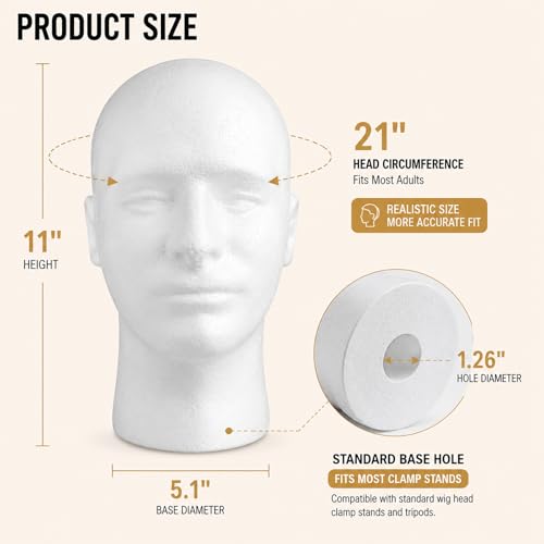 Male Wig Display Mannequin Head Stand Foam Model