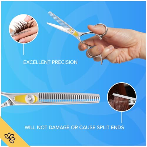 Equinox International, Professional Hair Scissors, Japanese Stainless Steel-Barber Hair Cutting Texturizing Thinning Razor Edge Series Teeth Shears for Men/Women/Kids/Salon & Home-6.5" Overall Length
