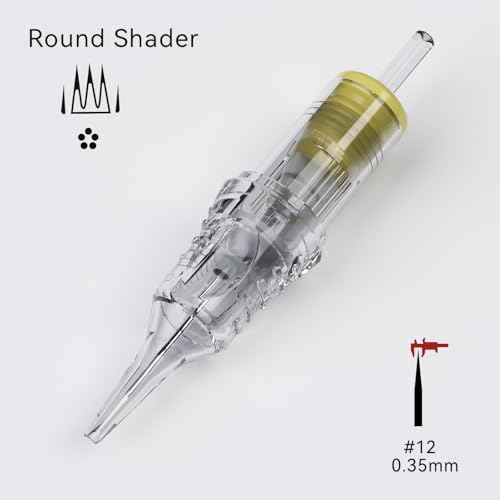 BIGWASP Classic 20Pcs 1211RS Tattoo Cartridge Needles 11RS #12 Standard Disposable 11 Round Shader Cartridges for Tattoo Machine Pen