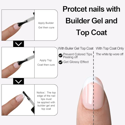 Anyos 300Pcs French Tip Press-On Nails, Short Oval Fake Nails 15 Sizes