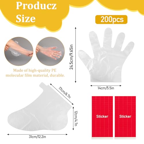 Disposable Paraffin Wax Liners for Hands and Feet - 200 Pack Spa Bags