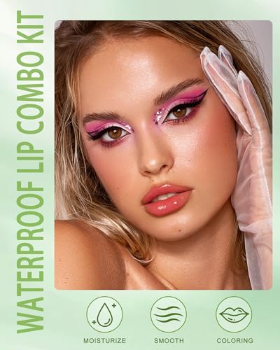 Brown Lip Liner Combo Set with Gloss & Shimmer Balm