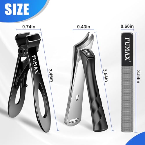 Nail Clippers for Men, Toenail Clippers for Seniors Thick Nails with Wide Jaw Ergonomic Head, Heavy Duty No Splash Fingernail Clippers with Catcher for Women, Professional Nail Clipper Set