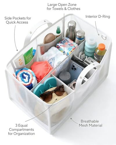 LETGO White XL Mesh Beach Bag Organizer for Bogg Bags - Fits Original 19x15x9.5 in
