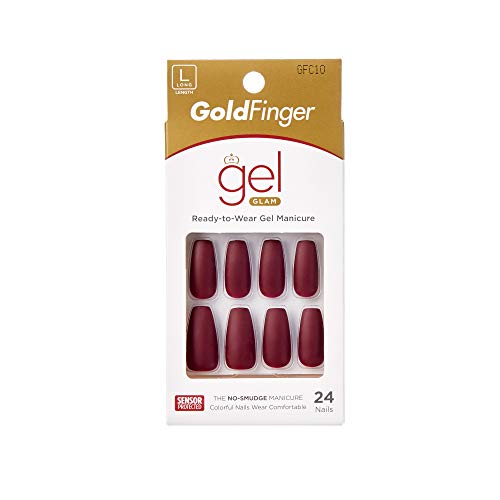 Gold Finger Full Cover Nails Gel Glam Ready to Wear Gel Manicure Long Nails