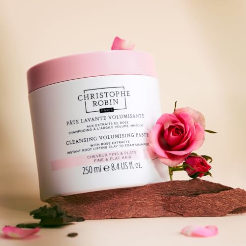 Christophe Robin Cleansing Volumizing Paste Shampoo with Rassoul Clay Rose Extracts Unisex Paste for Fine, Thin, and Flat Hair Color Safe - Travel Size 2.5 fl. oz