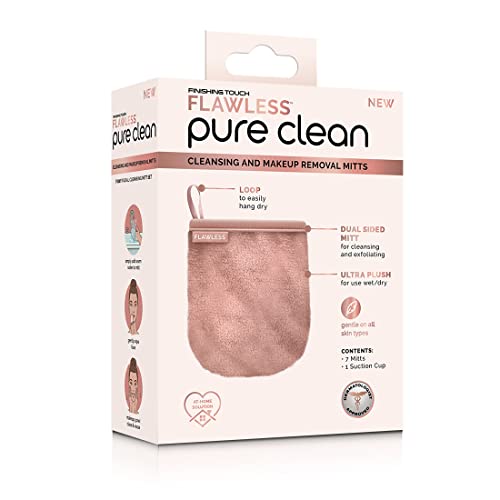 Finishing Touch Flawless Facial Mitt - 7-Day Makeup Remover Cloth Set, Reusable Pads, Face Wipes, Clean and Clear Face