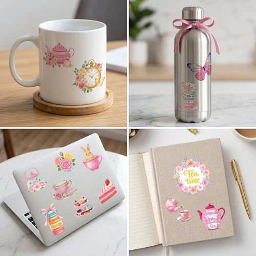 96 PCS Spring Floral Tea Party Temporary Tattoos for Kids