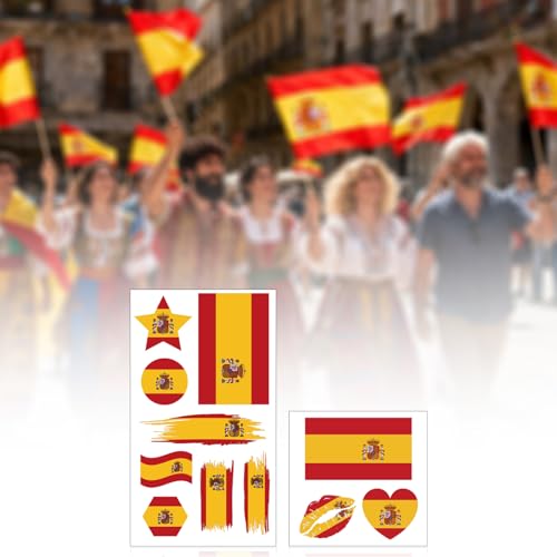 Spanish Flag Temporary Tattoos - 190pc Waterproof Tattoo Stickers