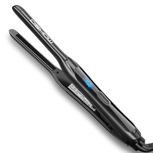 DSHOW Mini Flat Iron for Short Hair & Pixie Cuts - Anti-Scald, Adjustable Temp, Dual Voltage