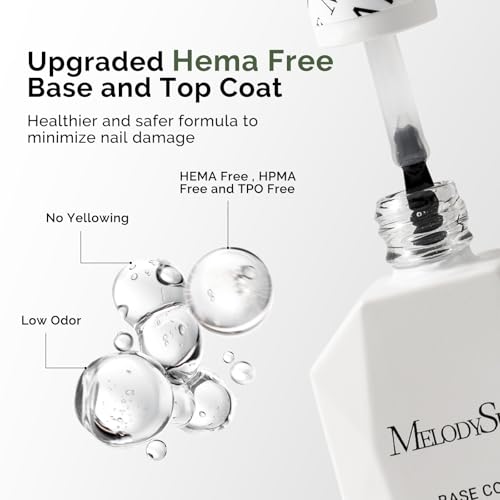 MelodySusie Hema Free Gel Nail Polish, 0.5 Fl Oz Thick White Gel Polish Hema Free Gel Polish Base and Top Coat Set