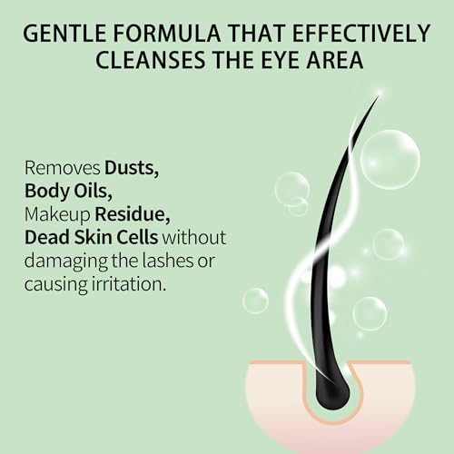 Lash Shampoo Bulk, Eyelash Cleanser for Extensions 1 Liter, Safe Makeup Remover, Non-irritating or Burning Formula Eyelid Foaming Cleanser for Professional Salon and Home Use (Aloe Vera-1L)