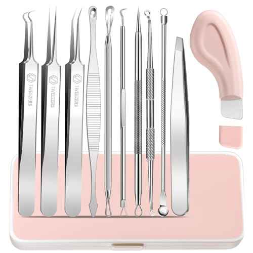 WSYUB Blackhead Remover Tool, Pimple Popper Tool Kit,11 Pcs Blackhead Remover Comedone Extractor Kit for Pimples, Blackheads, Zit Removing, Professional Blackhead Tweezers and Silicone Face Scraper