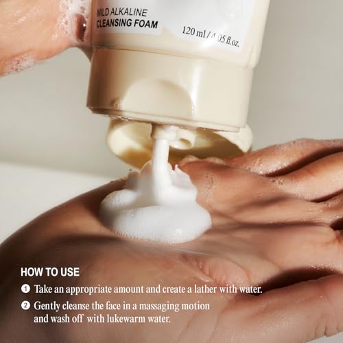 NUNIES Mild Alkaline Cleansing Foam ? Daily Korean Face Wash for Sensitive Skin | Cream-to-Foam Lather | Deep Cleanser with Hyaluronic Acid & Ceramide | Fragrance-Free | 4.05 fl.oz. (120ml)