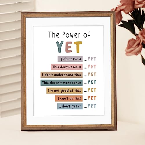 The Power of Yet Print Therapy Office Decor Poster Kids Room Wall Decor Boho Classroom Growth Mindset Mental Health Poster Classroom Decor School Counselor Power of Now Unframed (11x14 inches)