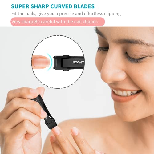 SZQHT Black Ultra Wide Jaw Opening Toenail Clippers for Thick Nails Heavy Duty Stainless Steel