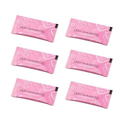 Lash Shampoo Concentrate Lash Cleaning for Eyelash Extensions Anti-allergic Hypoallergenic and Non-irritation Cleanser for Salon & Home Use (6 bags)