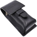 Parker Genuine Leather Shaving Brush Case ? Handmade Black Travel Holder for Standard Badger, Boar & Synthetic Brushes
