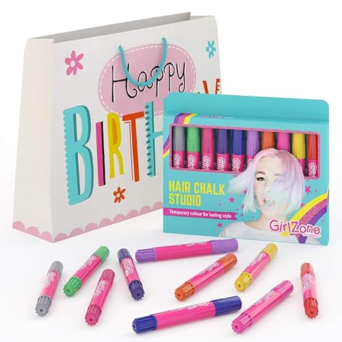 GirlZone Hair Chalks Set, 10-Piece Temporary Hair Color